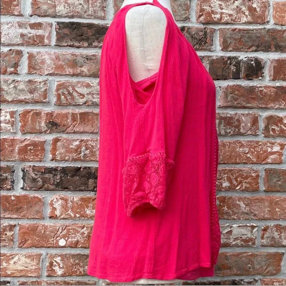 Anthropologie Figuroa & Flower hot pink lace floral top / S / EUC - Picture 7 of 10